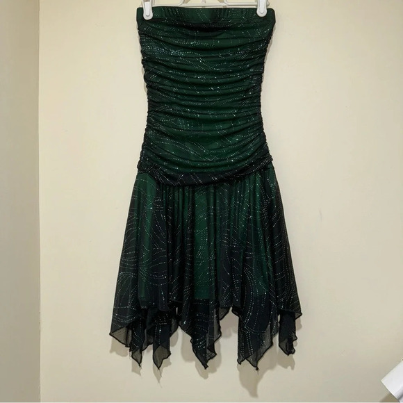Jessica Dresses & Skirts - Women’s Jessica Y2K Green Black Sparkle Mesh Tube Top Party Formal Dress Size: 6